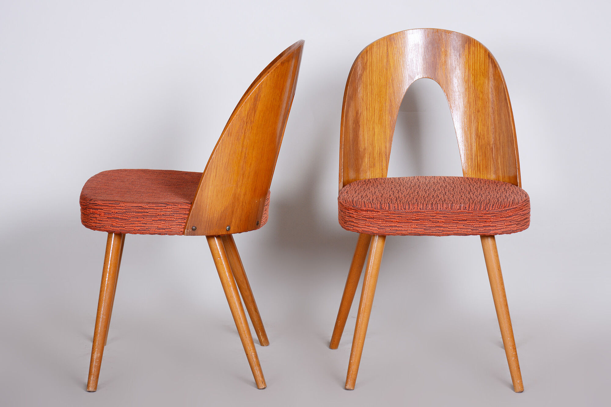 Pair of Mid Century chairs made in 1950s Czechia, designed by Antonín Šuman