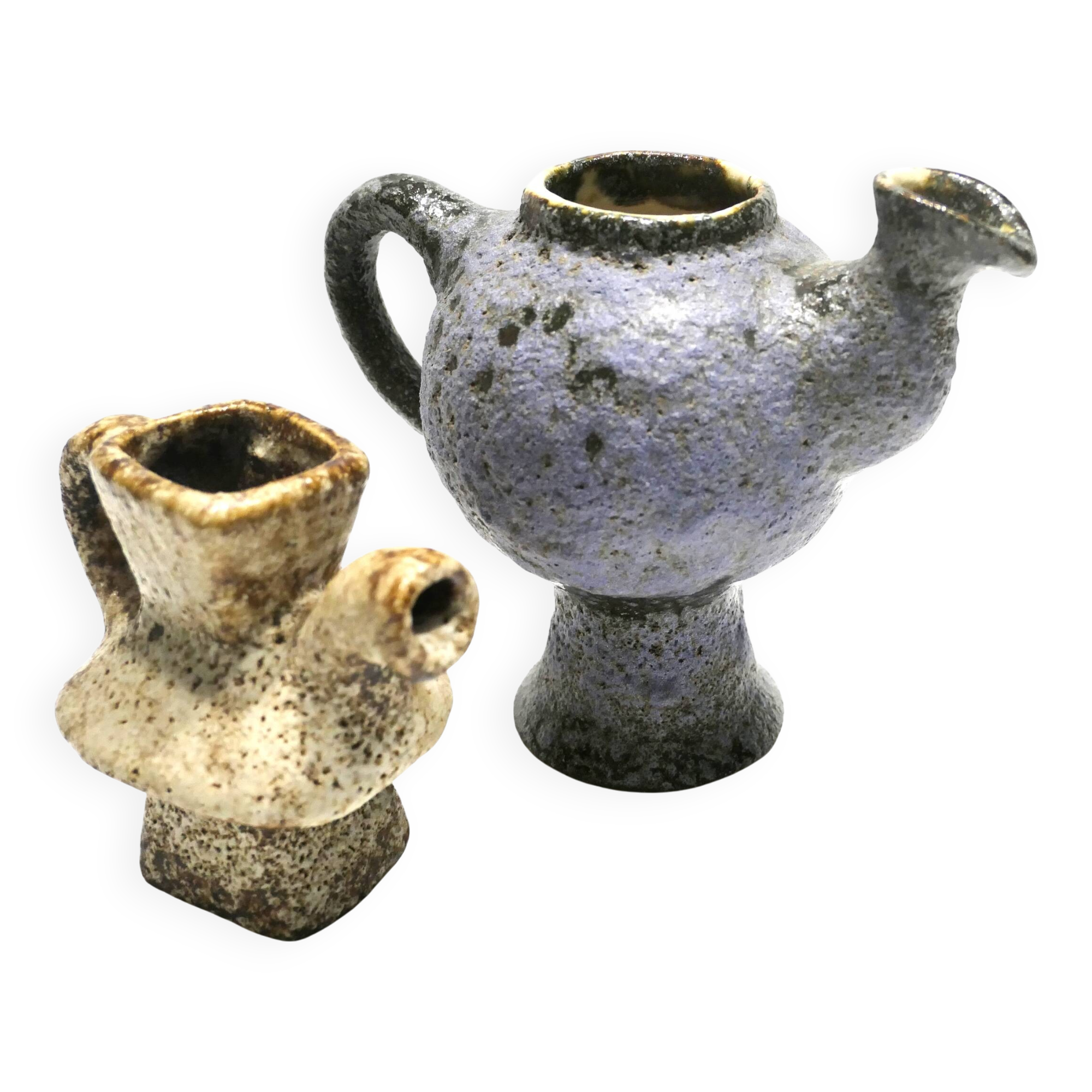 Pair of small ceramics from 1973 by Van Woerden for Vest Gouda