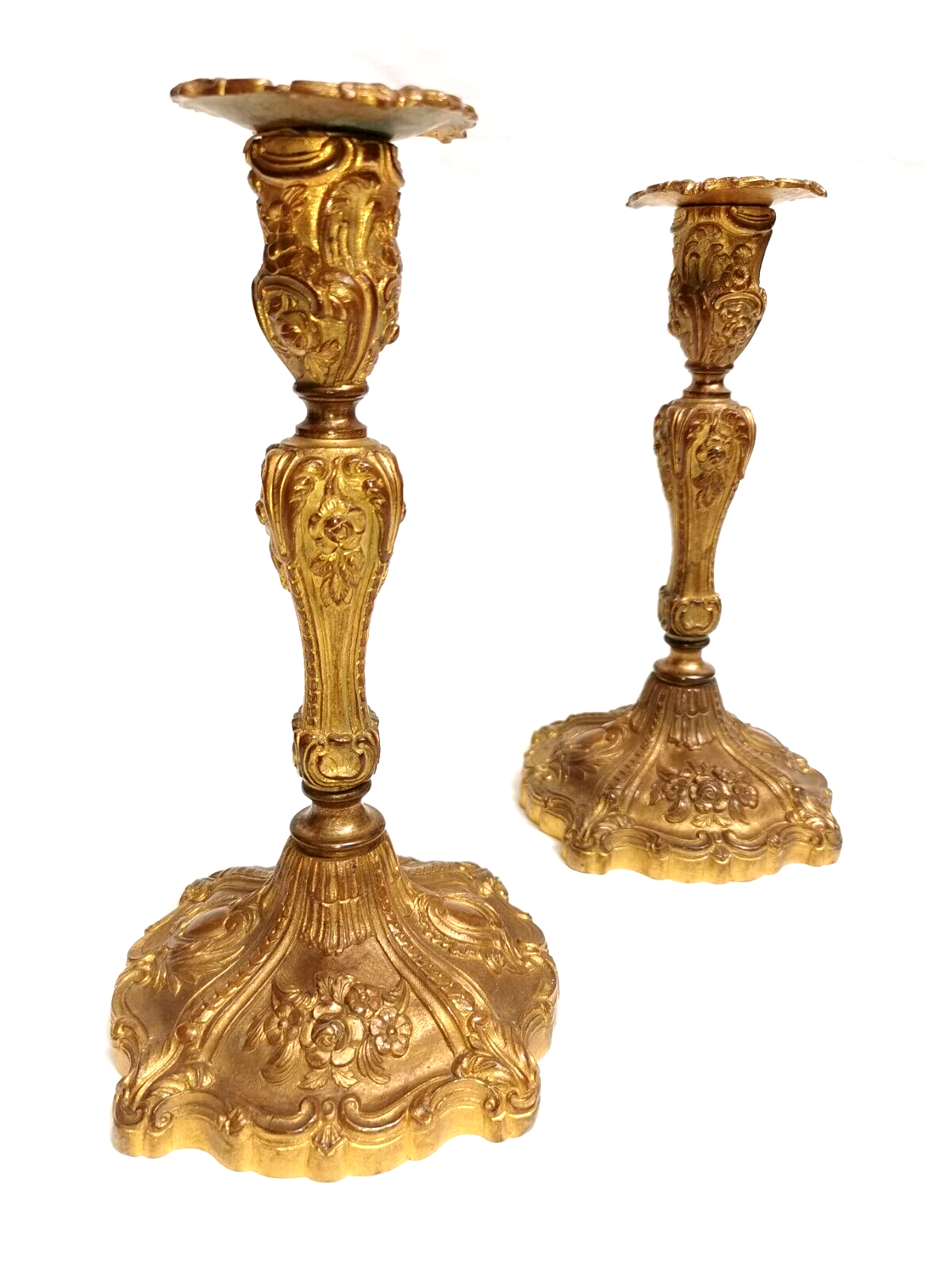 Pair of old candlesticks in Gilded Bronze ---- Signed!