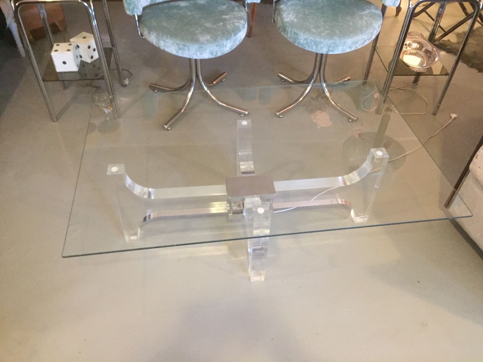 Light of the 1970s glass coffee table