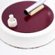 Pair of grape glass and metal bedside lamps