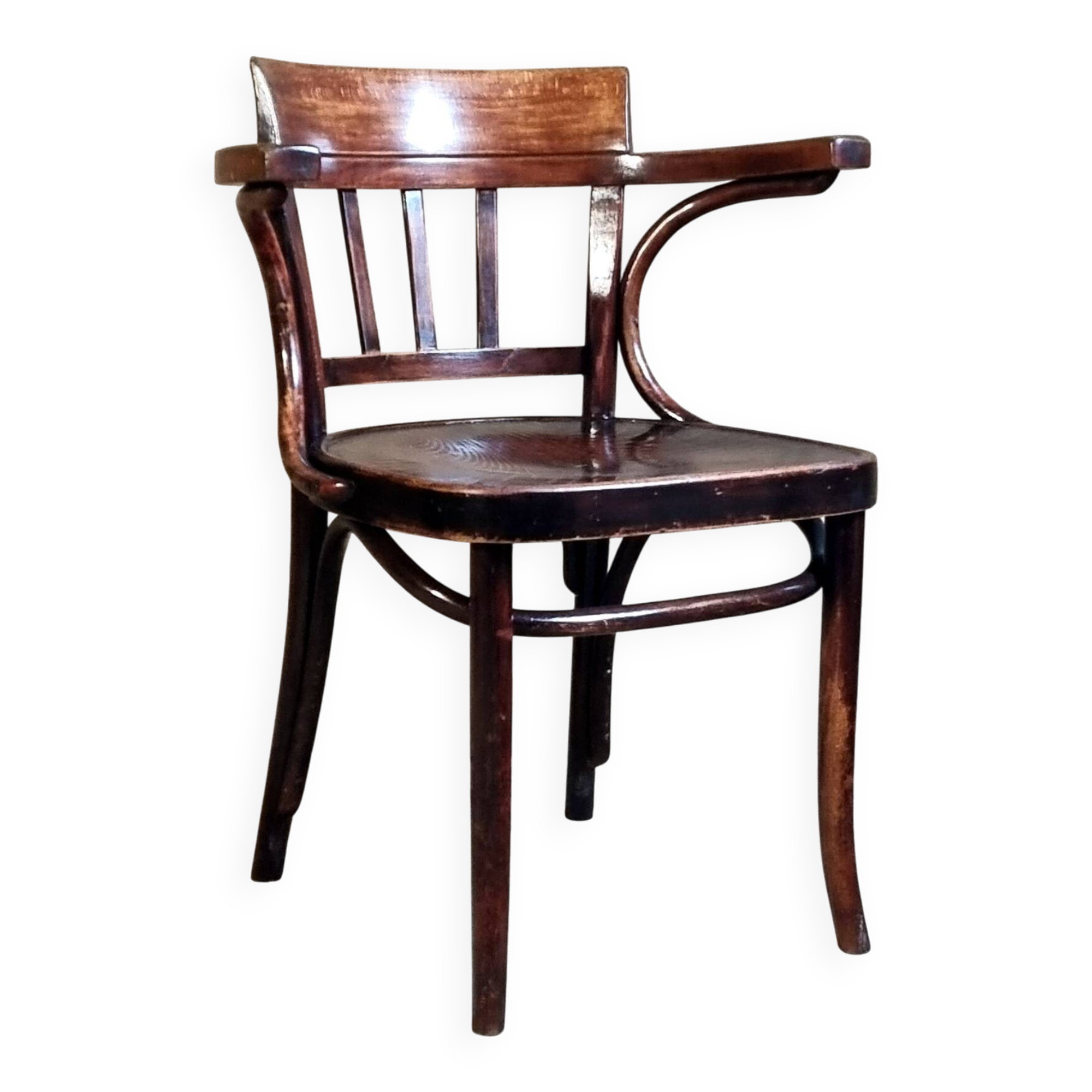 Curved wooden office chair from the 1930s attributed to Thonet.