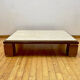 Table Basse Belgochrome Travertin, cuivre et laiton