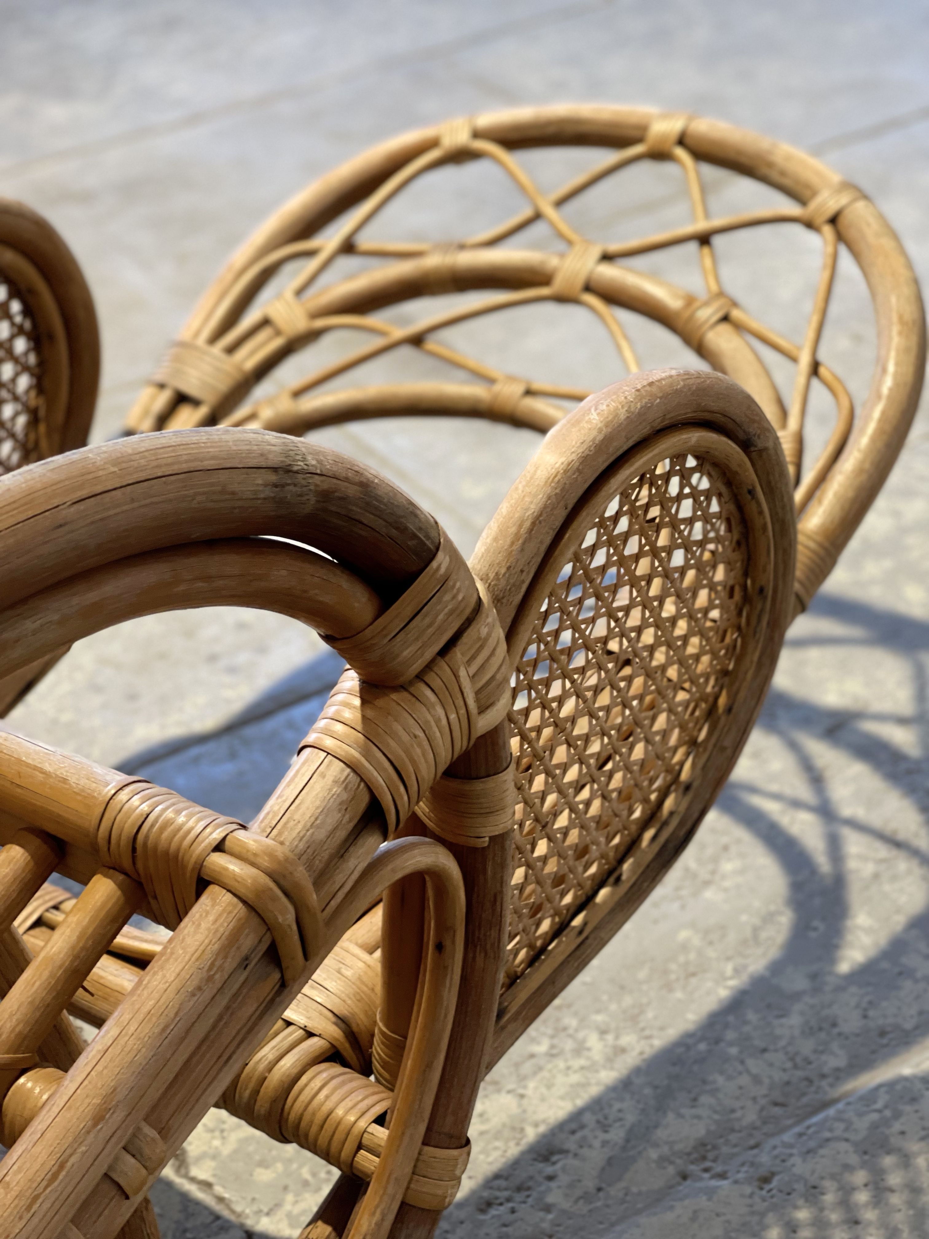 XXL vintage rattan garden armchair or deck chair