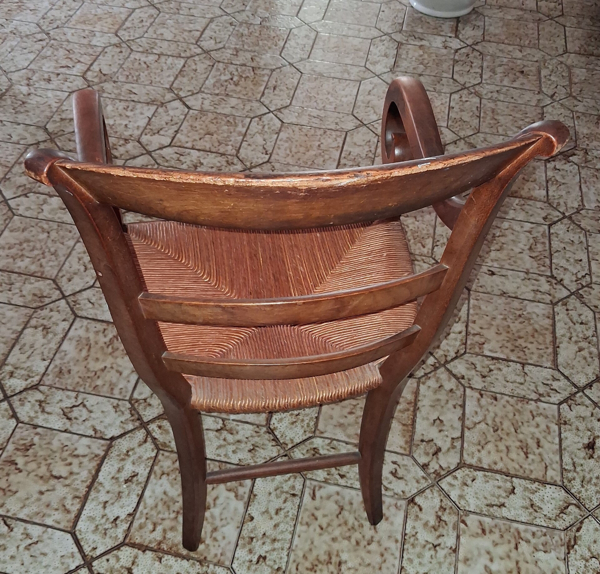 Empire armchair in solid walnut, early 19th century