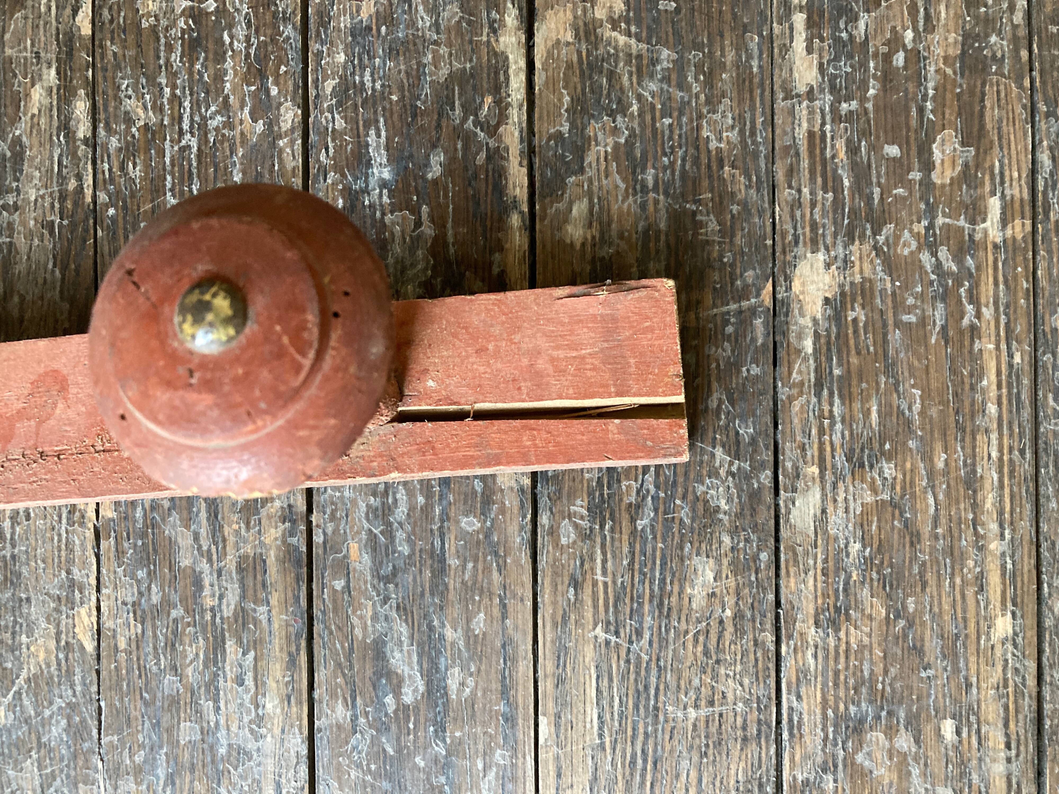 Original patina wooden farmhouse coat hook 86cm