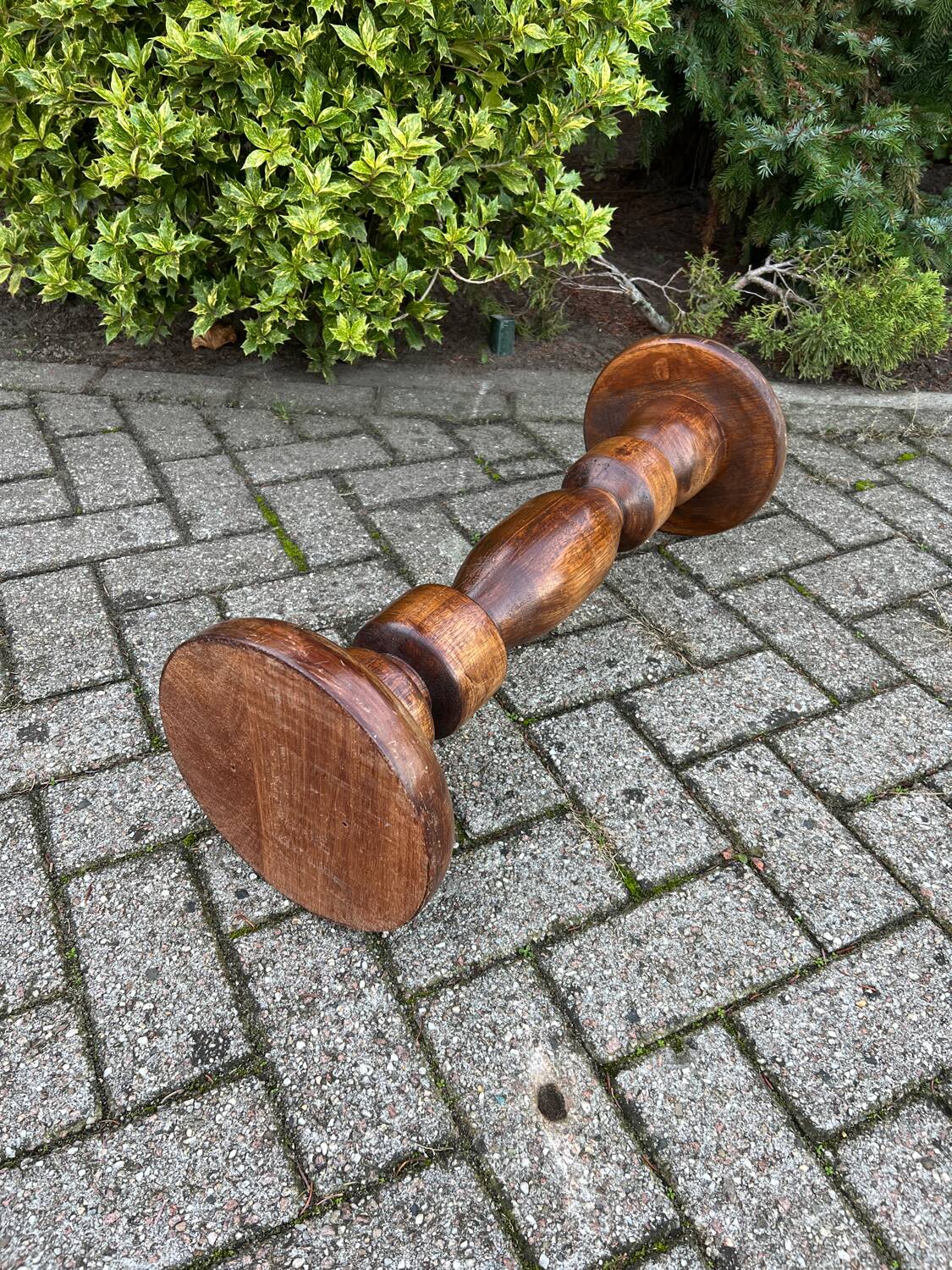 Vintage Wooden Plant Table, Tall Pedestal Side Table, Farmhouse Interior Style, Mid Century Furniture