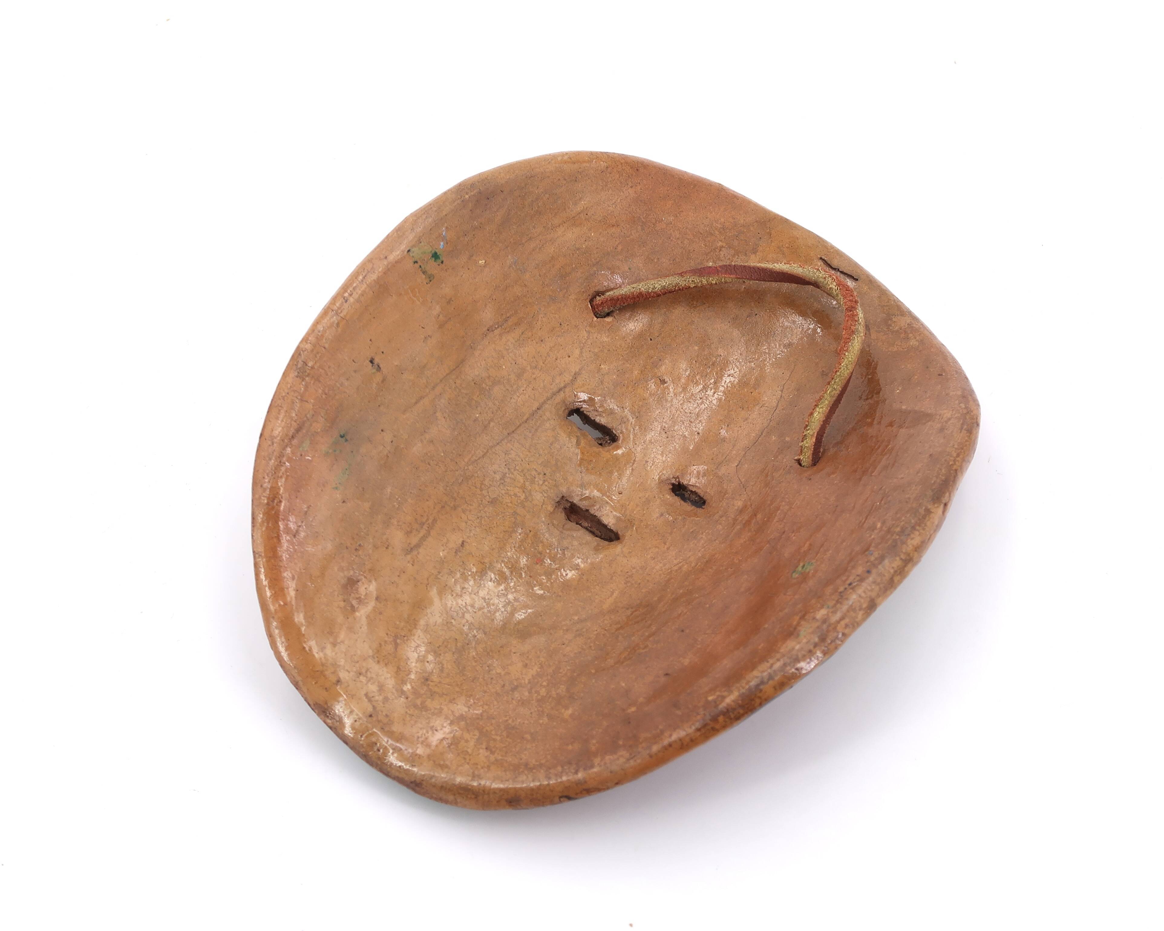 Colorful Mexican terracotta mask, South America, 1970s