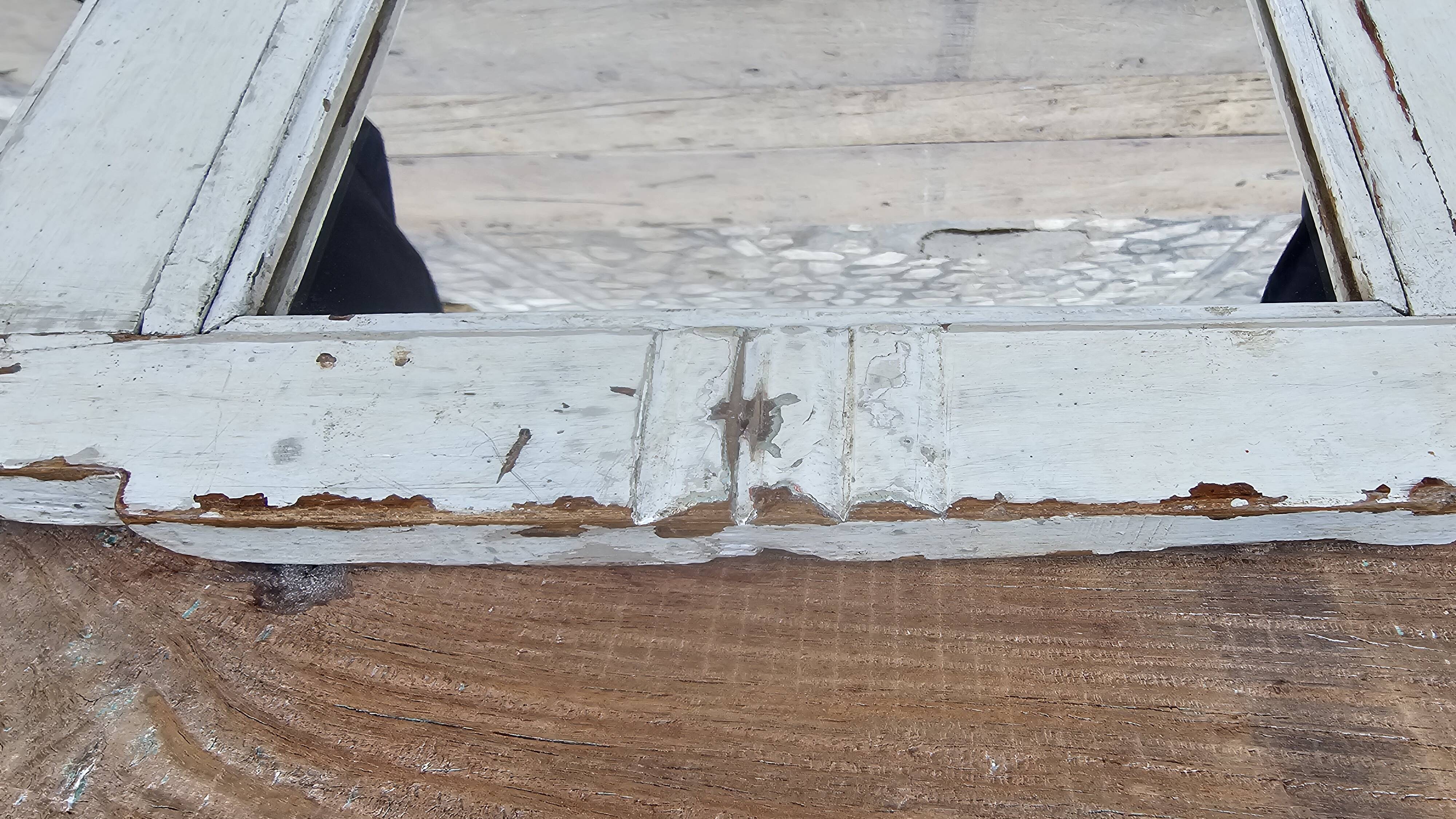 Antique mirror - triptych shelf in Burmese teak