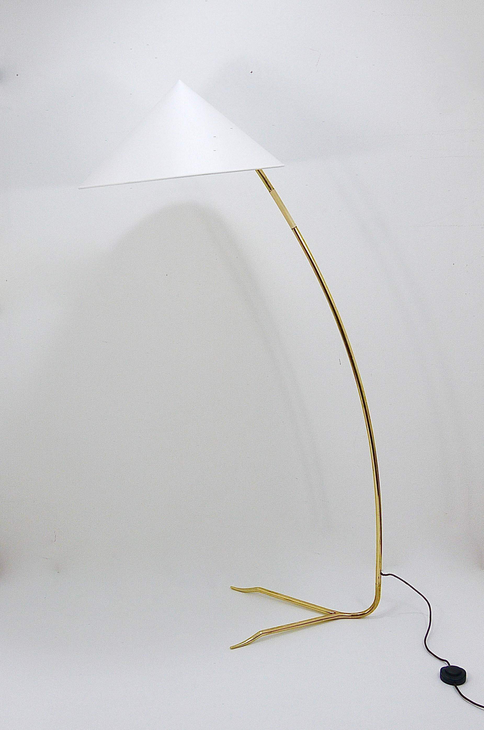 Brass floor lamp Sumatra Mid-Century Rupert Nikoll, Vienna, Austria, 1950s