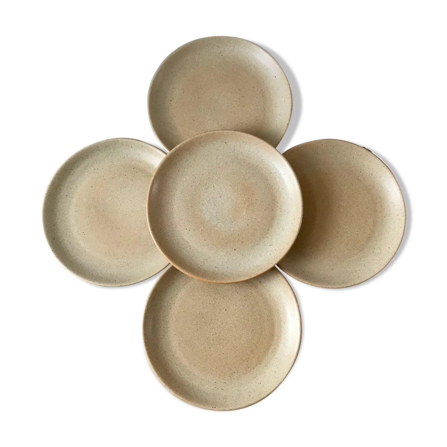 Set of 5 stoneware plates made in France 60s and 70s