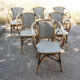 Ensemble de 6 fauteuils bistrot de terrasse en rotin type "parisienne".
