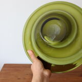 Green blown glass dish