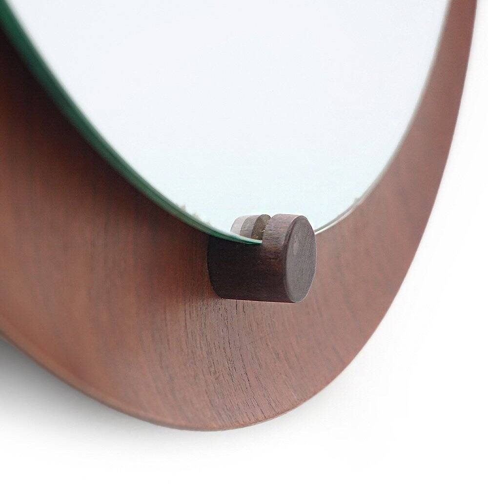 Curved plywood round mirror, 1960s