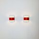 Curved Wall Lamps In Red And White By Peter Celsing For Falkenbergs Belysning, Sweden 1960S