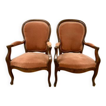 Pair of Voltaire armchairs in the Napoleonic III style (19th century)
