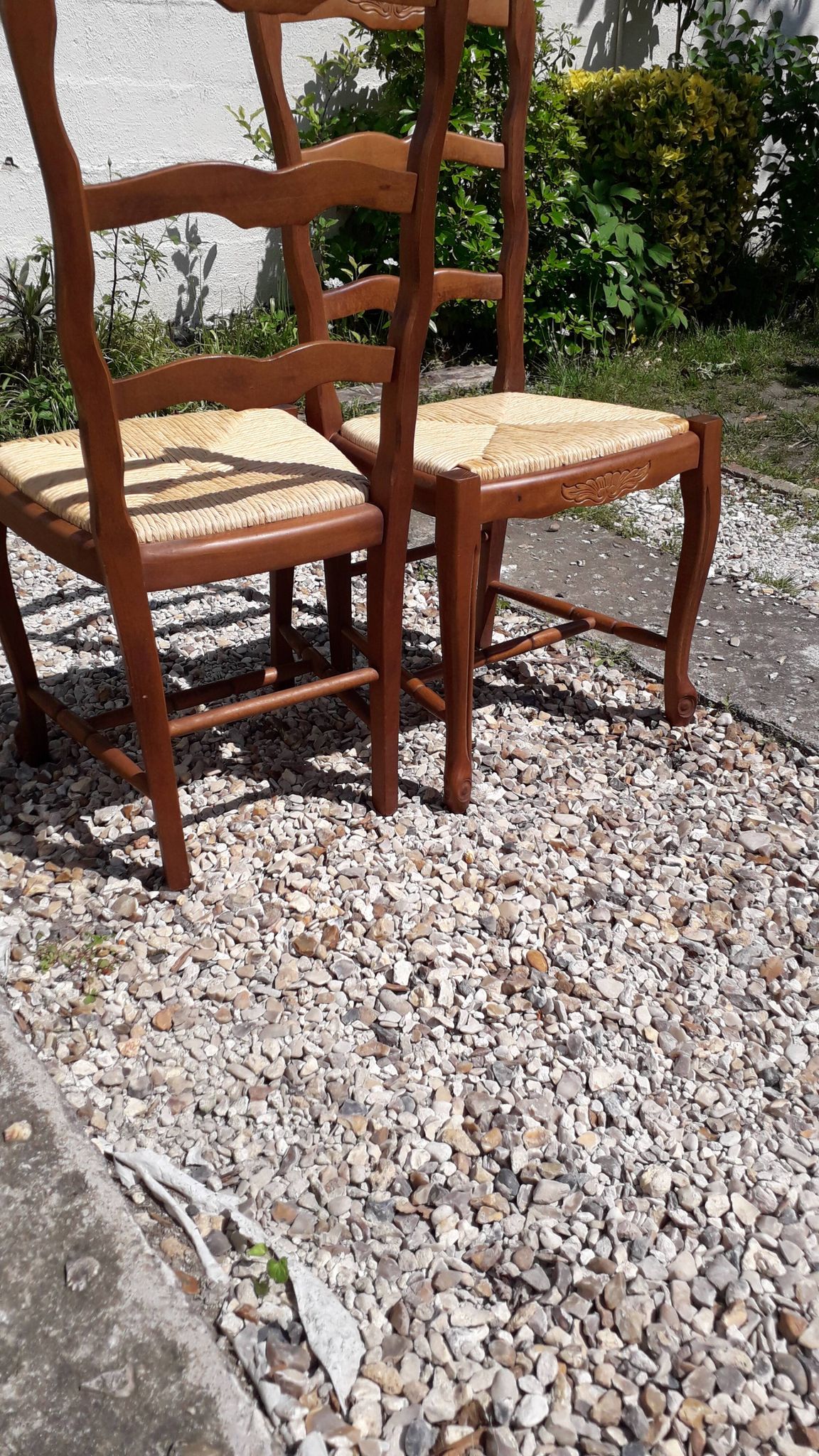 Chaises en bois et paille