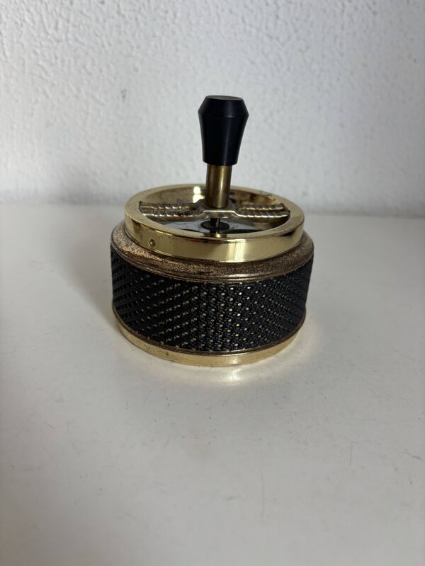 Nécessaire de fumeur 3 pièces, cendrier toupie, boîte et plateau, années 70