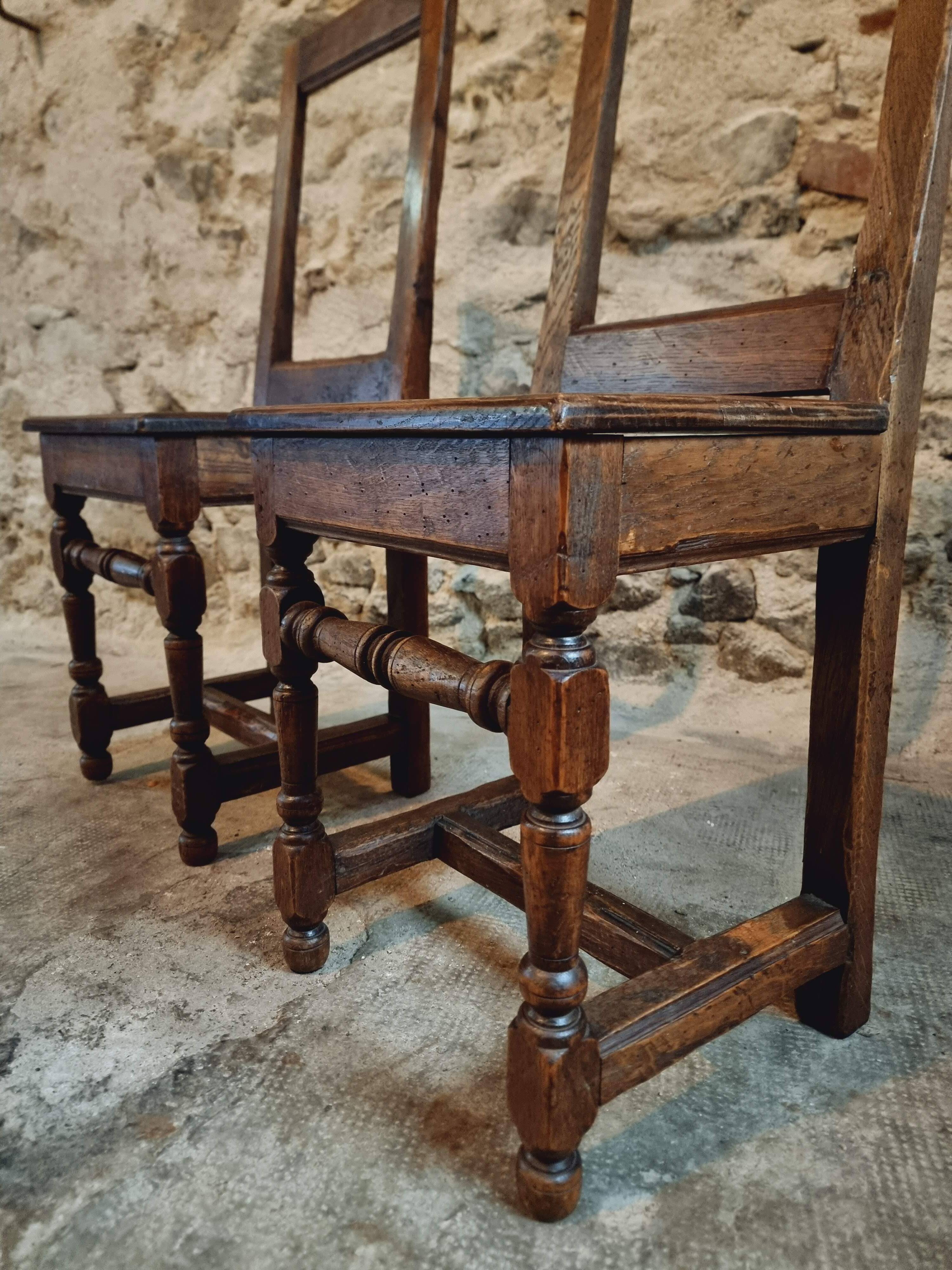 Set of 2 Antique Oak Chairs – 19th Century, Auvergne