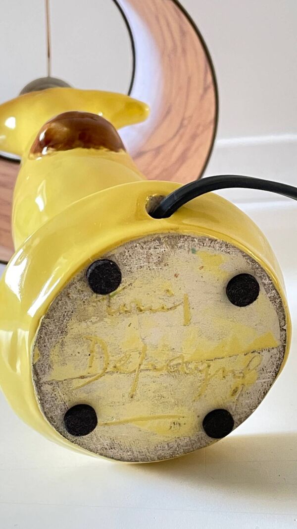Lampe en céramique d'art signée vintage
