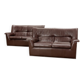 Afra and Tobia Scarpa for B&B Italia Chocolate Brown Leather Two Seat Sofas