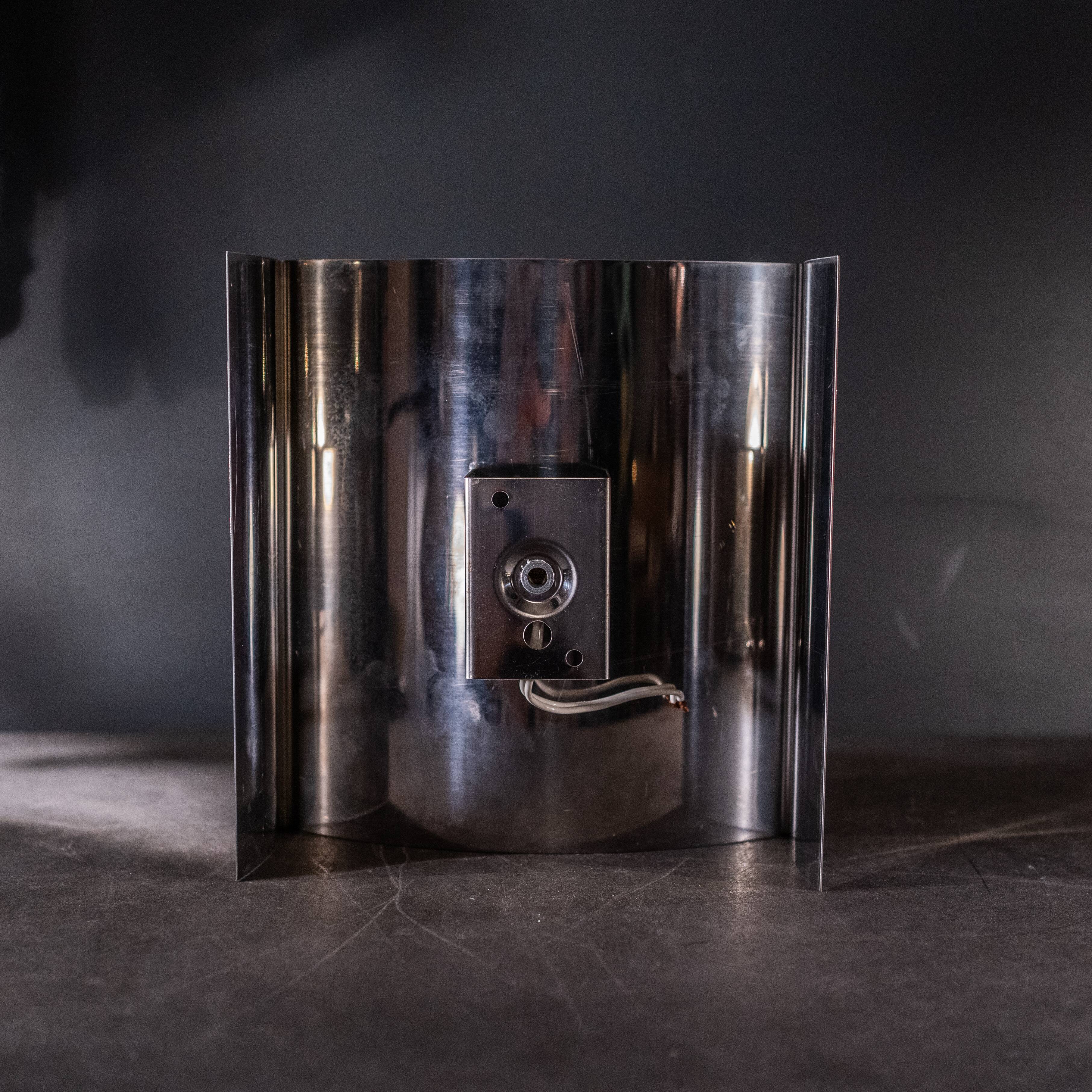 Pair of 'Spiral / Spring' wall lights in chromed steel, Space Age ca 1970