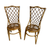 Pair of vintage rattan chairs Louis Sognot