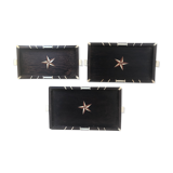 Set of 3 nesting trays with wood and bone marquetry