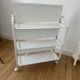 Vintage folding dessert trolley on wheels, 3 white shelves