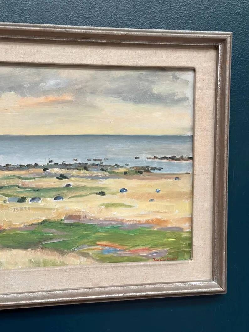 Original Swedish Oil on Canvas - "Beach of Malö" by Bo von Zweigbergk - Signed - Vintage and Framed - 55.5 x 43.5 cm (21.9" x 17.1")