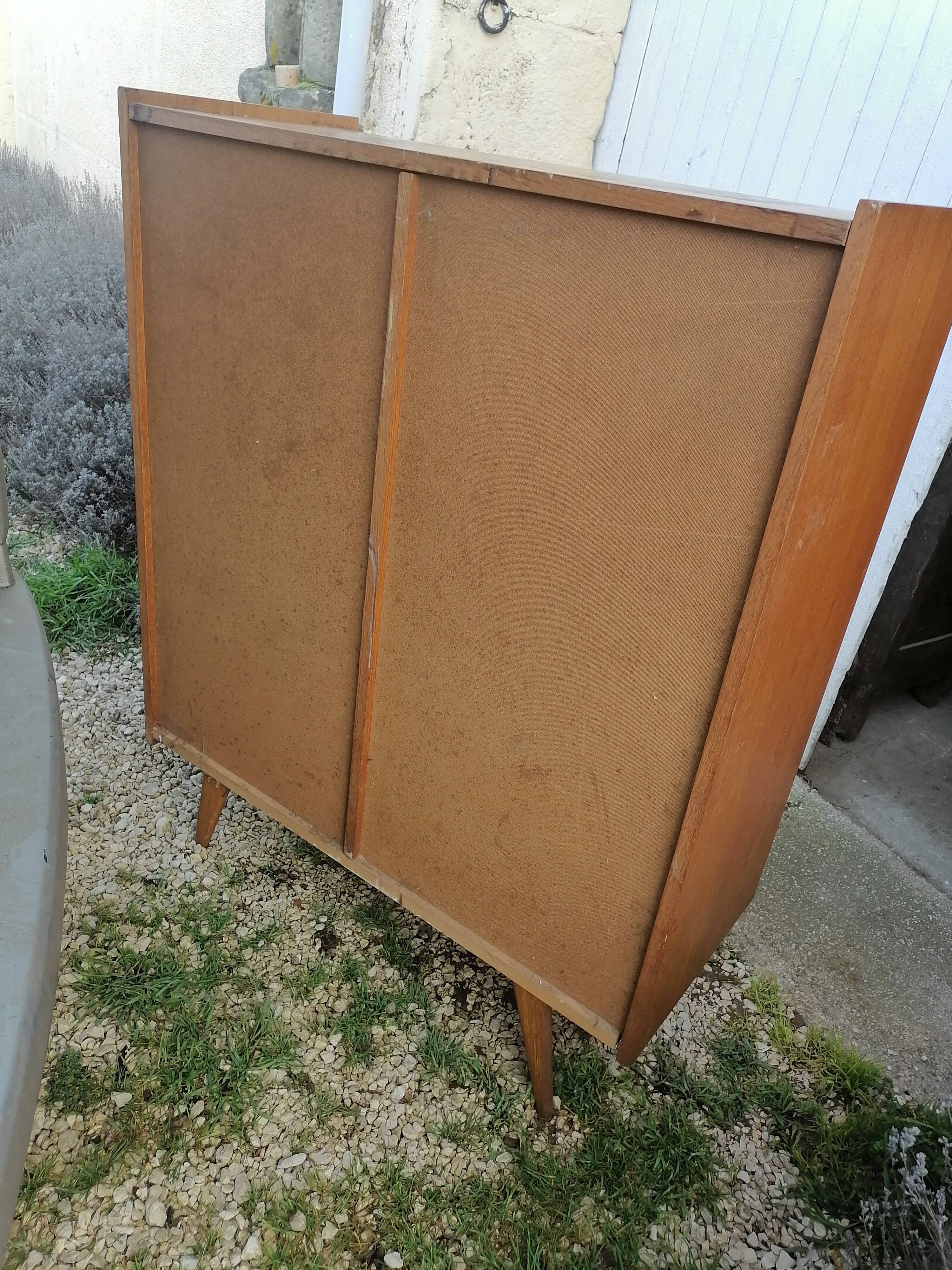 Children's wicker wooden wardrobe, 1960-70 vintage