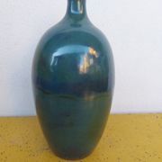 Enamelled terracotta vase, blue