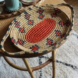 Plateau ovale souple vannerie vintage couleurs