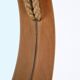 Round mid-century wall mirror / beech / sisal / Danish modern design / 1970s