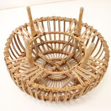 Tabouret en rotin du milieu du siècle, années 1960