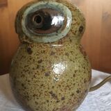 Pied de lampe hibou en grès pyrité signée Guy Baudat