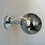 Pair of vintage chrome wall lights, adjustable, France 1960