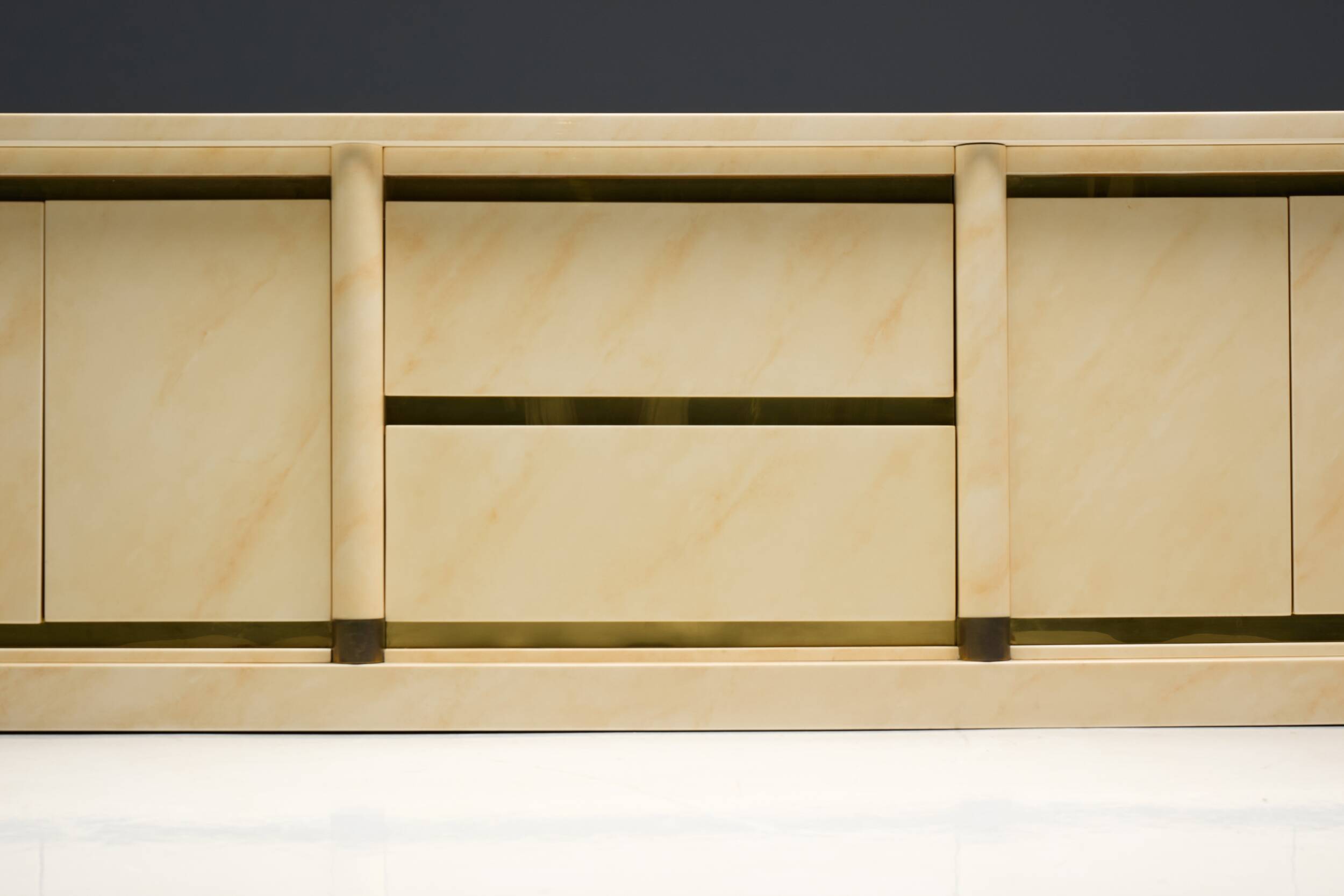 Faux-Marble Lacquered Sideboard by Jean Claude Mahey, France, 1970s