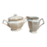 Art Deco sugar bowl and milk jug