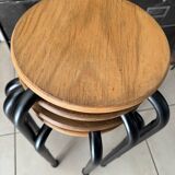 Series of 4 metal and wood school stools