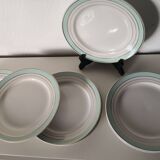 set of 8 Lunéville dessert plates, Regency model, green, white and gold