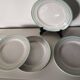 set of 8 Lunéville dessert plates, Regency model, green, white and gold