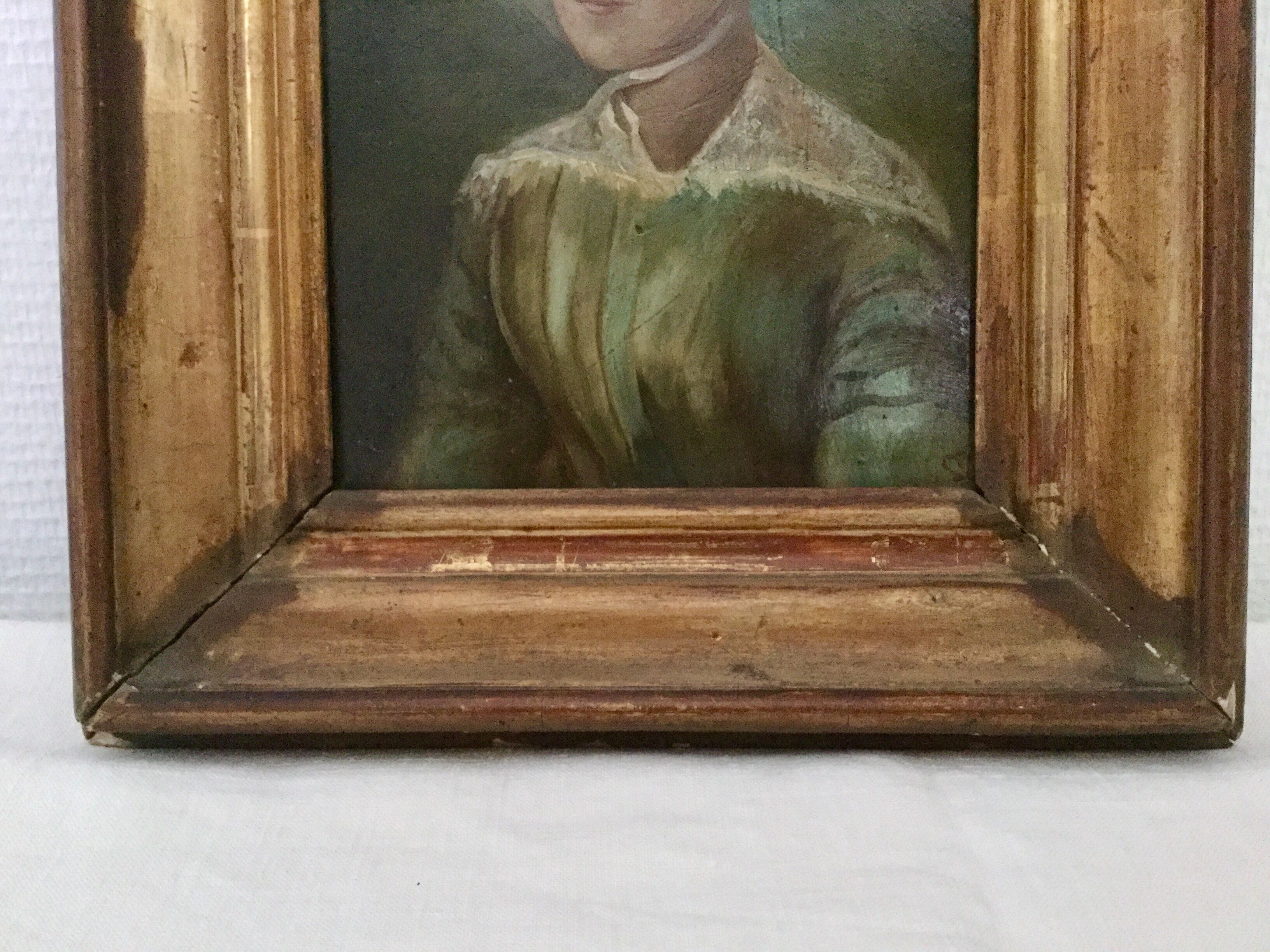 Old painting oil portrait 19th