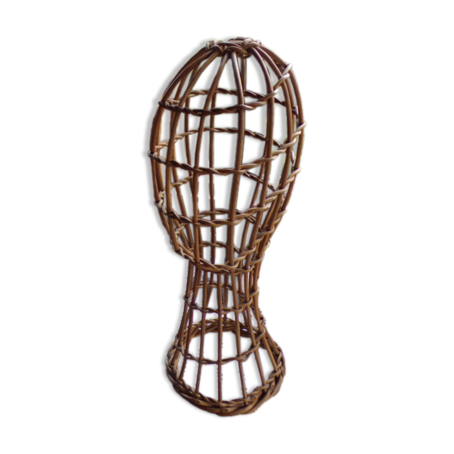 Old bust head in wicker