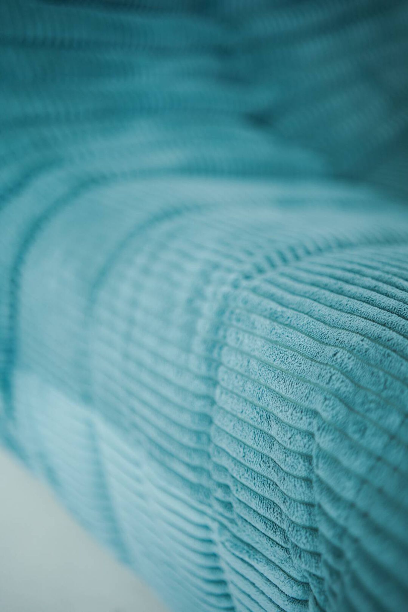 Togo set of armchair and pouf in light blue corduroy