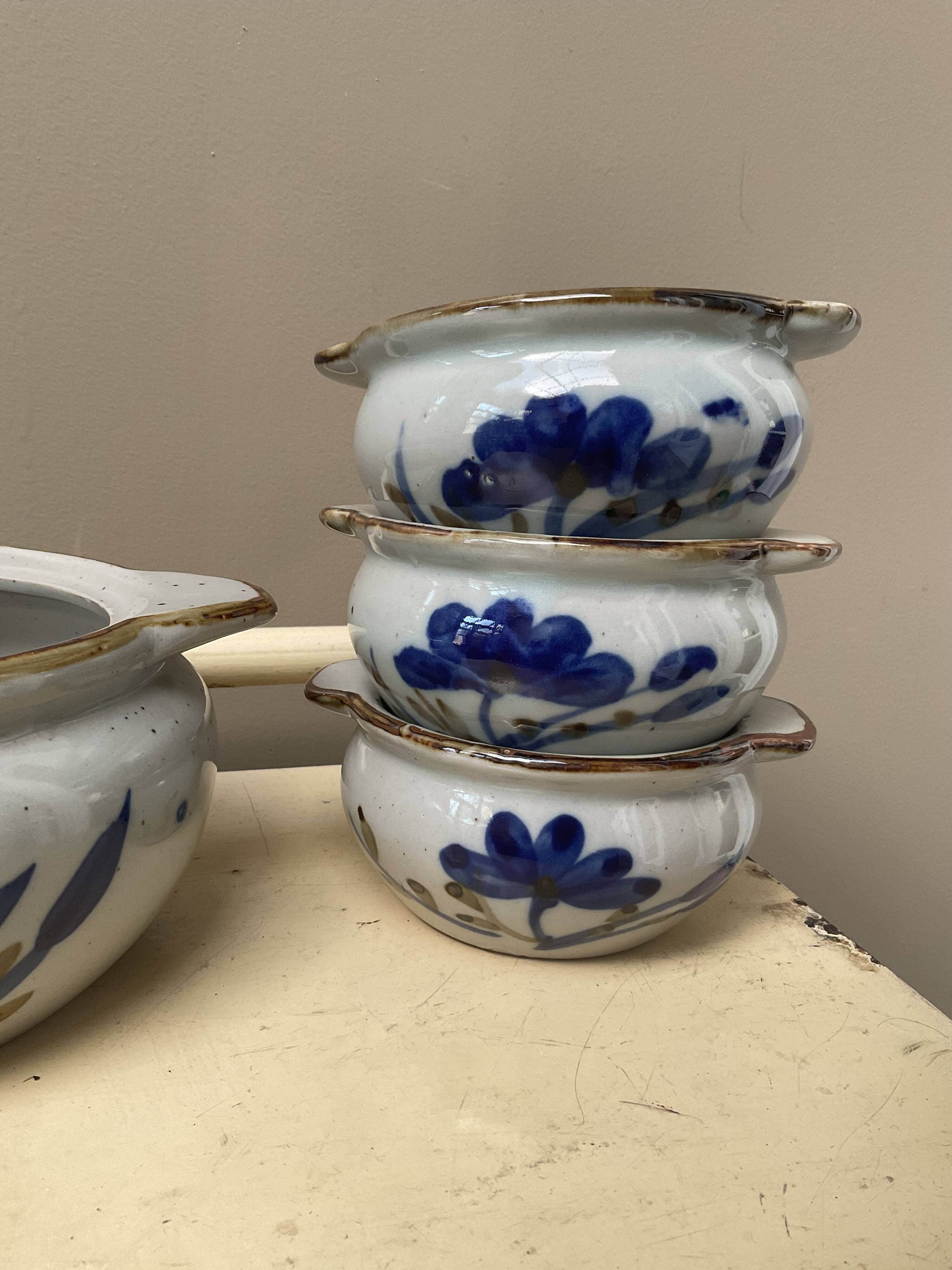 Lot de 3 bols et 1 pot vintage en céramique