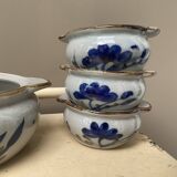 Set of 3 bowls + 1 large vintage ceramic pot