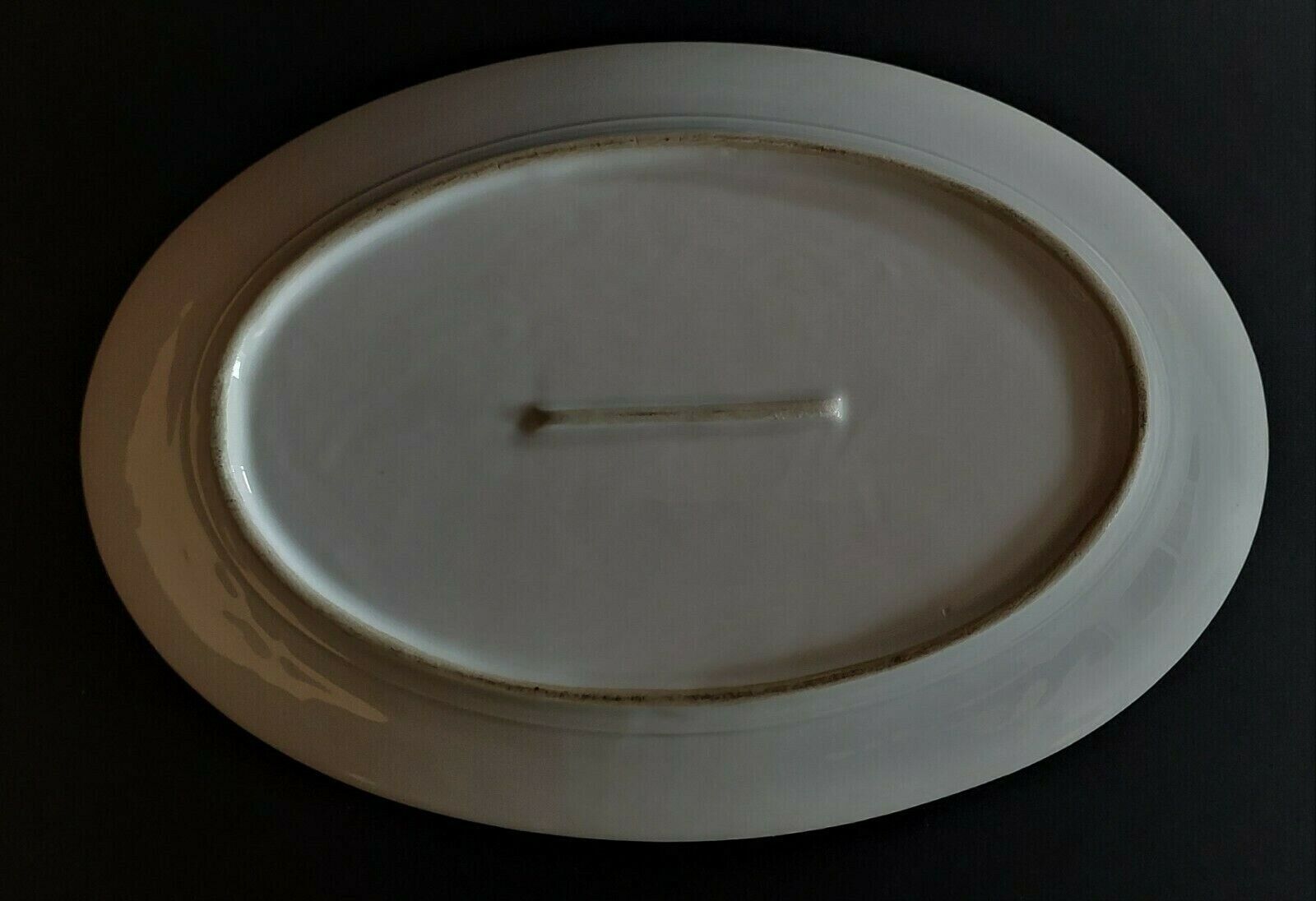 Oval serving dish in porcelain Japanese décor Art Deco