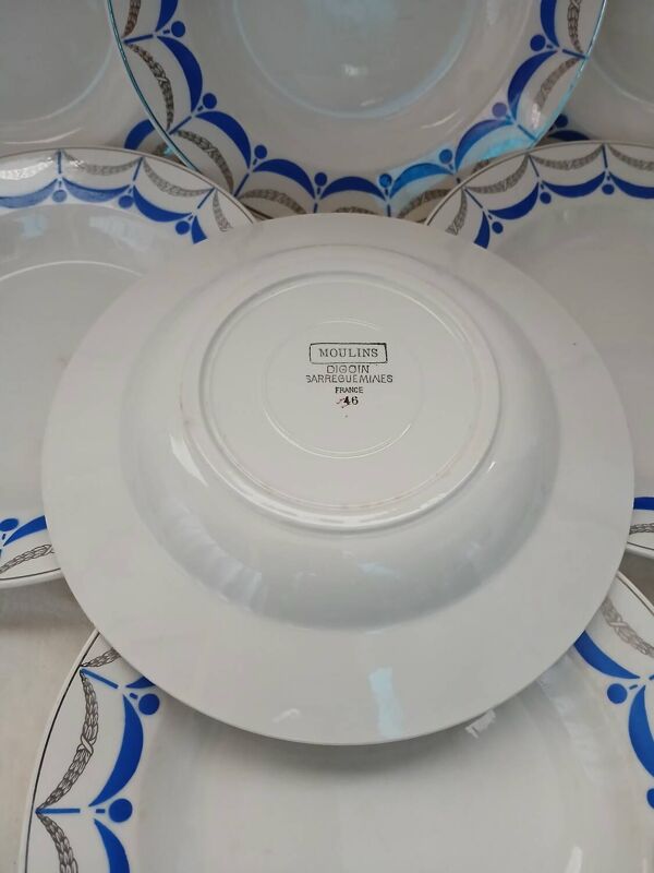 6 assiettes creuses anciennes Digoin et Sarreguemines