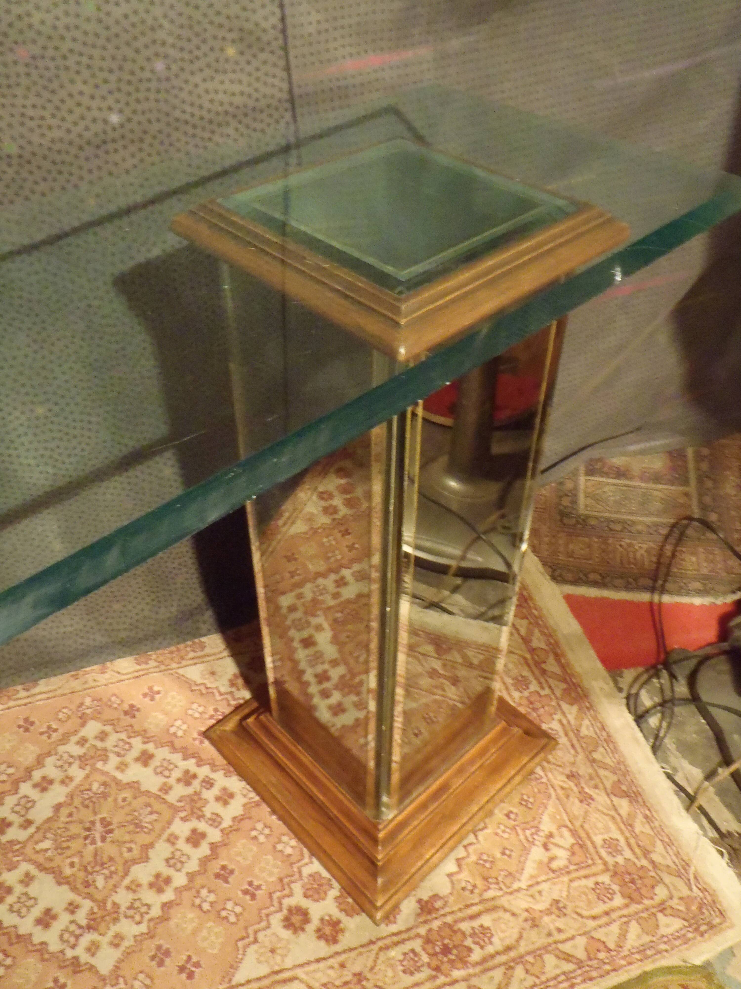 Console vintage verre et miroir année 70
